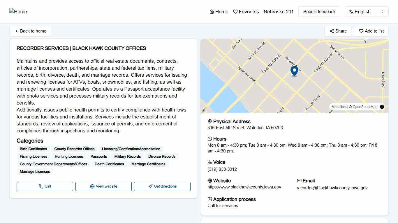 RECORDER SERVICES | BLACK HAWK COUNTY OFFICES