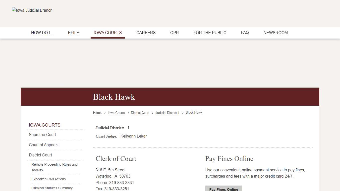Black Hawk | Judicial District 1 | Iowa Judicial Branch